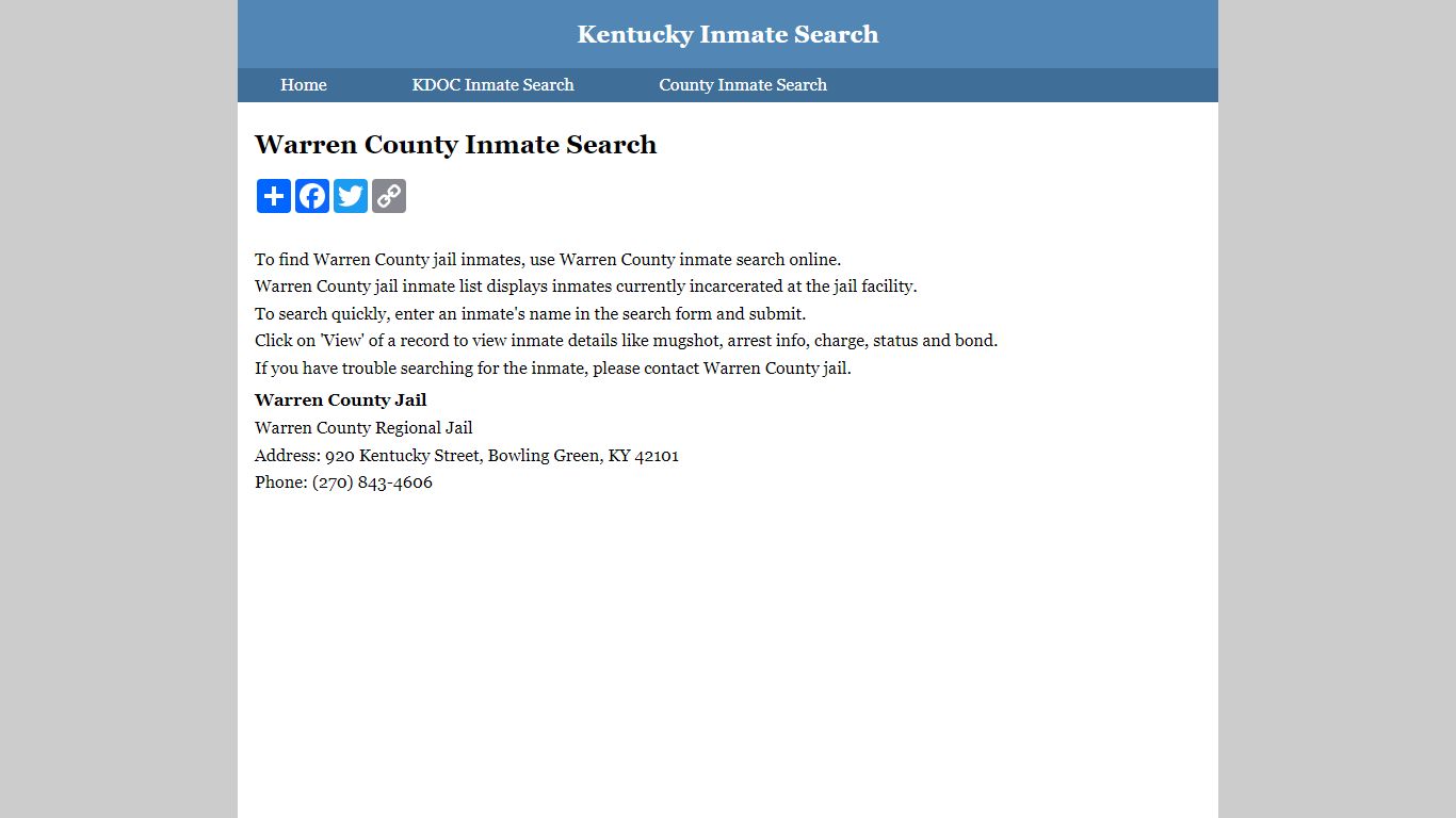 Warren County Inmate Search