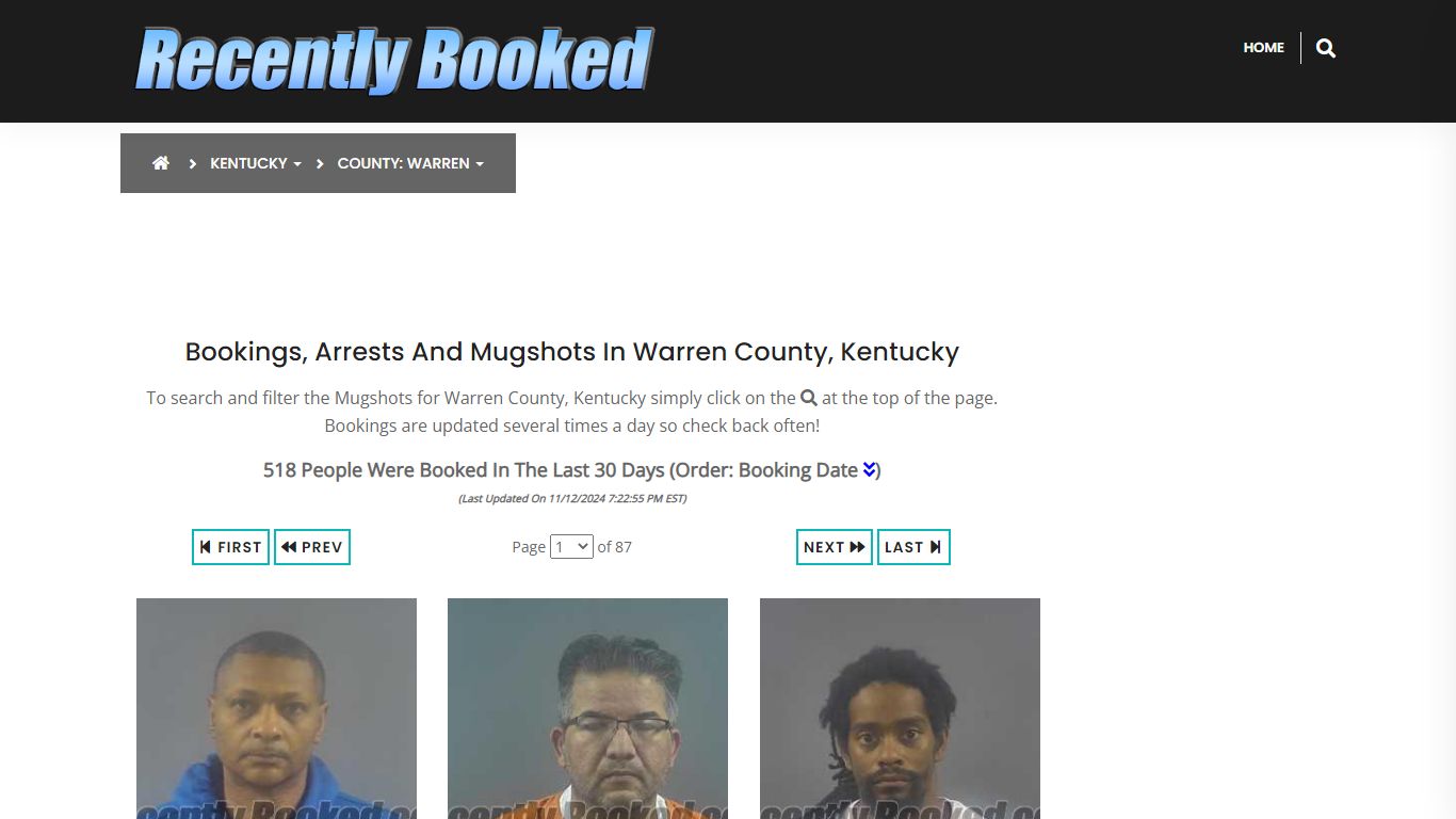 Bookings, Arrests and Mugshots in Warren County, Kentucky - Recently Booked