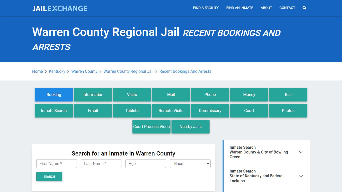 Warren County Regional Jail KY Recent Arrests and Bookings