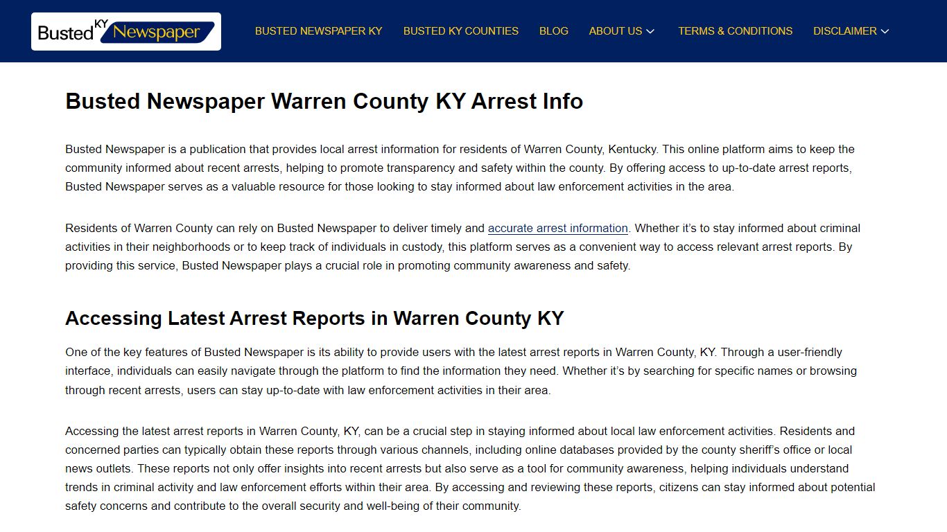 Busted Newspaper Warren County KY Arrest Info